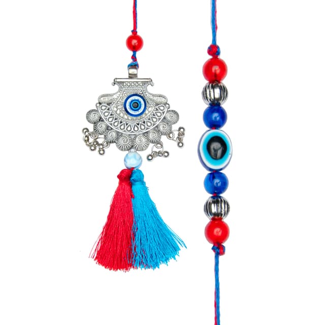 Aditri Creation Rakhi Lumba set For Brother and Bhabhi Rakhi for Bhai Bhaiya pack of 2 Couple Silver Rakhi Thread Pair Dora Raksha Bandhan gift Pack for Traditional Raksha Bandhan Festival