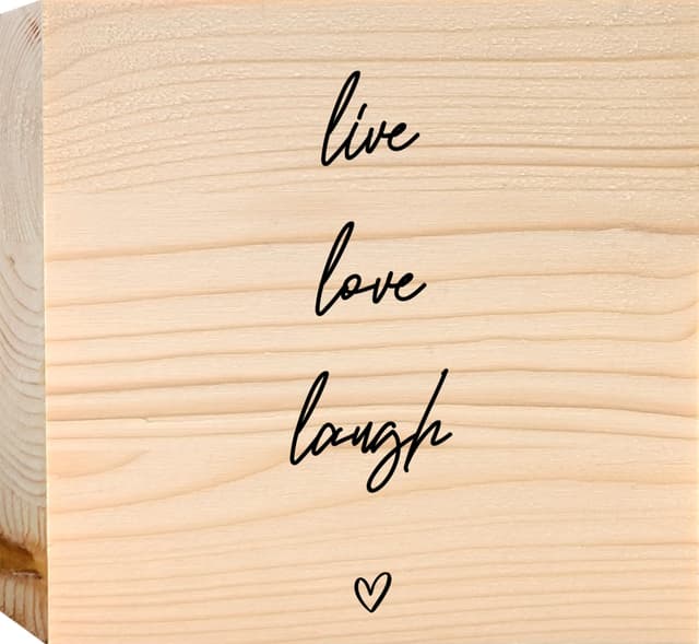 live love laugh Holzbild + Reagenzglas zum Hinstellen opt. als Vase oder Geldgeschenk - Schöne Deko, Beste Freundin, Geschenke für Freundin, Motivationsgeschenke, Deko Wohnzimmer, Wohnzimmer Deko