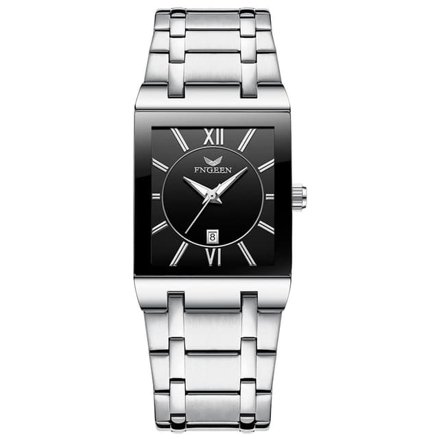 Avaner Uhren Herren Quadratisch Edelstahl: Herrenuhr Wasserdicht Kalender Zifferblatt Edelstahlarmband Uhr mit Leuchtzeiger Analog Quarz Uhr Lässige Business Armbanduhr Geschenk für Männer Silber