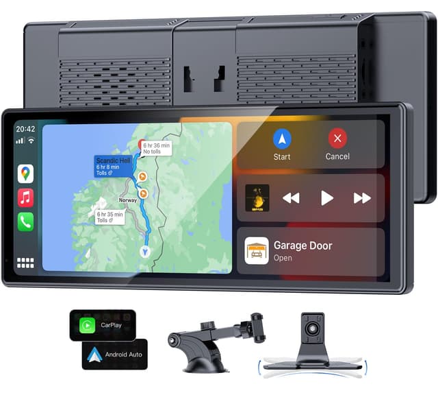 APHQUA 9,26" CarPlay Display für Apple Car Play und Android Auto, unterstützt Lenkradsteuerung, Bildschirmhelligkeit automatisch anpassenMirror Link, Bluetooth, Sprachsteuerung, GPS-Navigation, AUX/FM