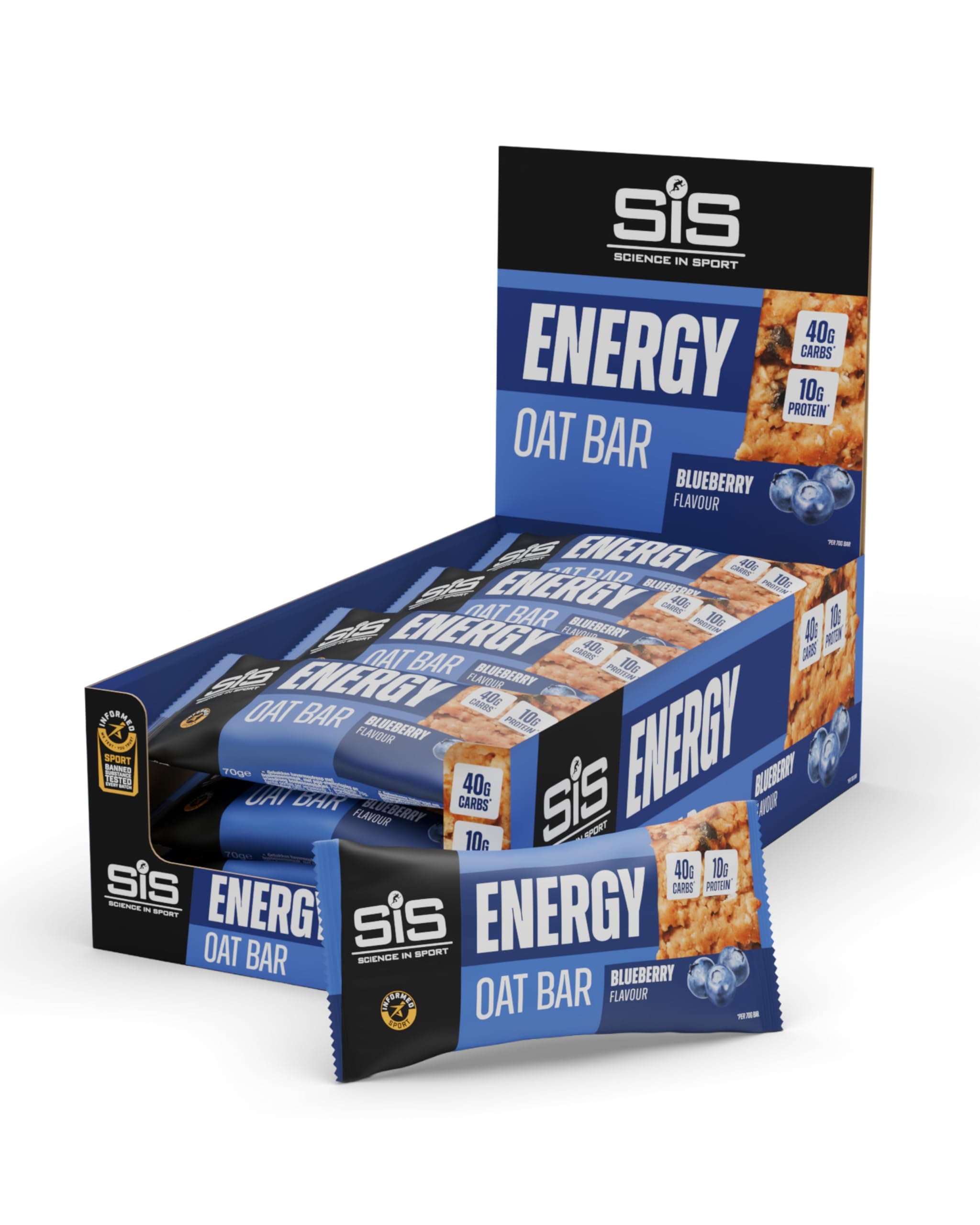 Science in Sport Energy Oat Bar 70g 12er-Pack Blaubeere – Lecker mit 40g Kohlenhydraten und 10g Protein, leckerer Snack für dein Krafttraining
