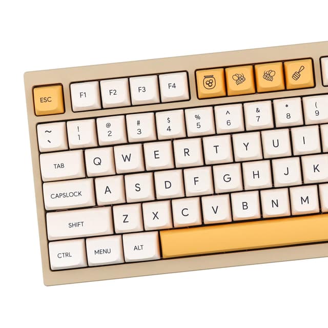 PBT Keycaps 137 Keys XDA Profile DYE-SUB Personalized White Yellow Honey Milk English Keycap Suitable for Mechanical Gaming Keyboard (English) Englisch