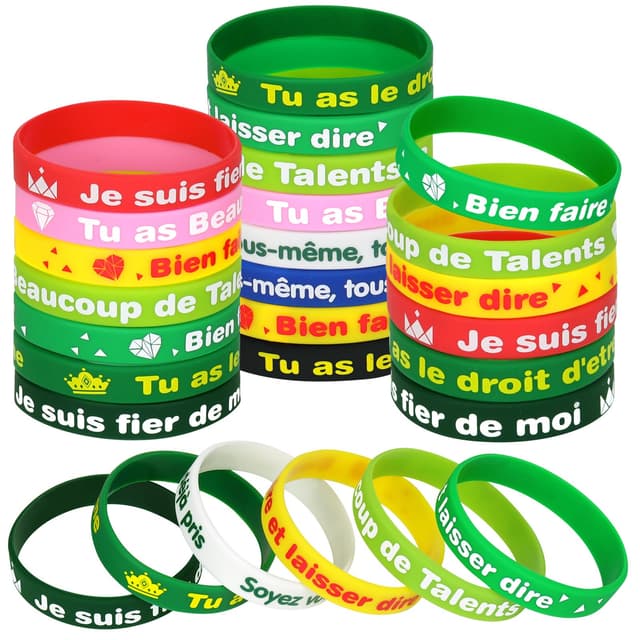 NAHRMY Motivationsarmbänder auf Französisch Inspirierend Silikon Armbänder