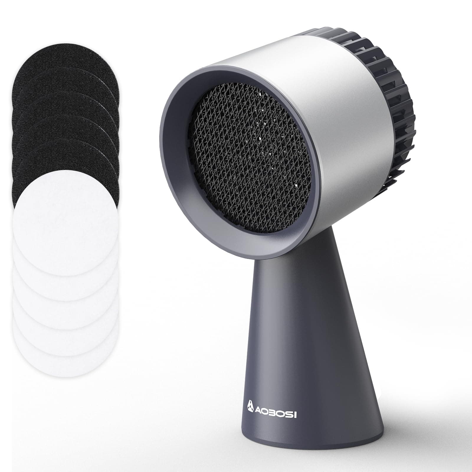 AAOBOSI Mini Dunstabzugshaube,Tragbare Abzugshaube mit Austauschbarem Filter,Mobile Abzugshaube mit 3 Geschwindigkeiten,Desktop Dunstabzugshaube für BBQ,Kochen,Hot Pot,Camping,Wohnmobil,Küche,Wohnung Grau