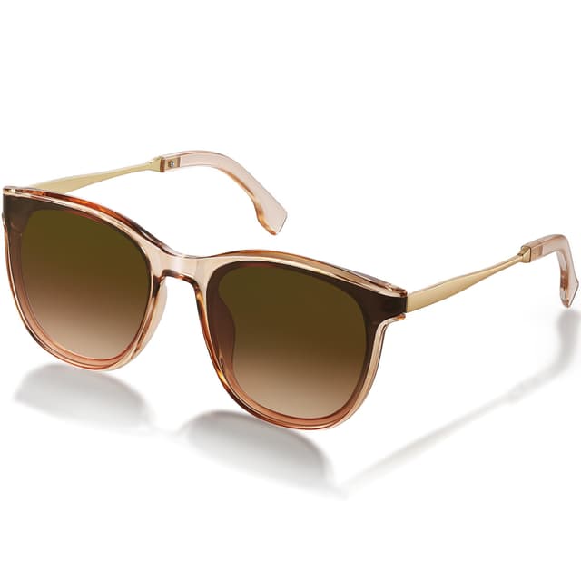 kunchu Sonnenbrille-Damen-Groß-Brillert-Frauen-Retro-Square -Trendy- Klassisch-UV400-Schutz-Ultraleicht-Runde 1-braunes Pulver