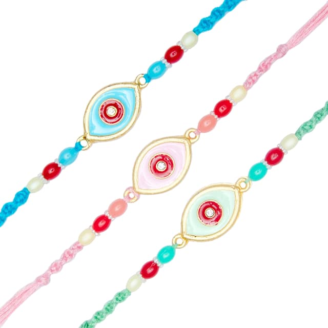 Set of 3 Rakhi for Brother Rakhi Thread for Bhai Bhabhi Bhaiya and Bhatiji veera Raksha Bandhan Rakhi Set Dora Bracelet Kalwa with gift Pack for Brother Sister Indian Traditional Festival Rakhi