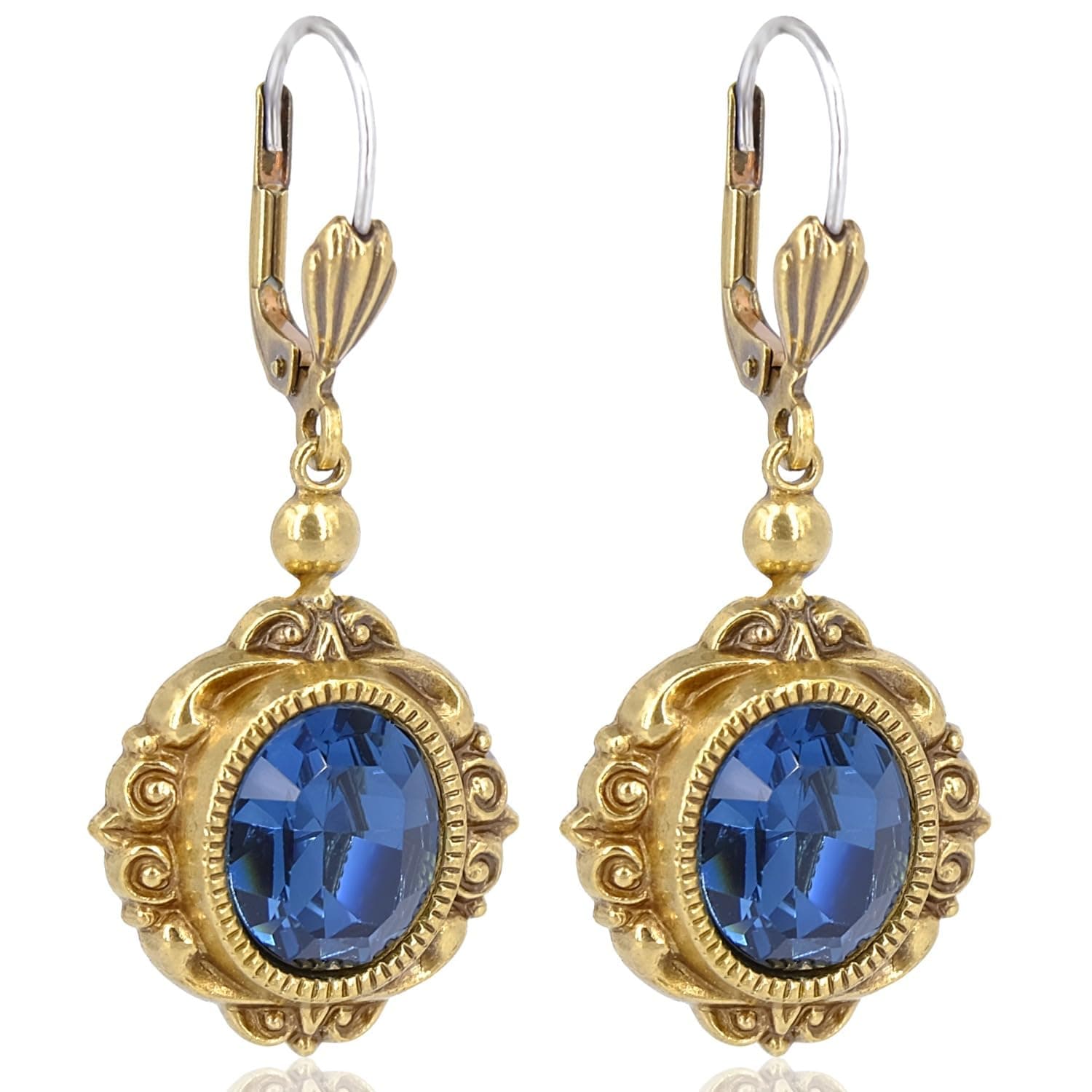 Vintage Ohrringe Gold Marken Kristalle Ovalschliff Damen Ohrhänger mit Stein NOBEL SCHMUCK