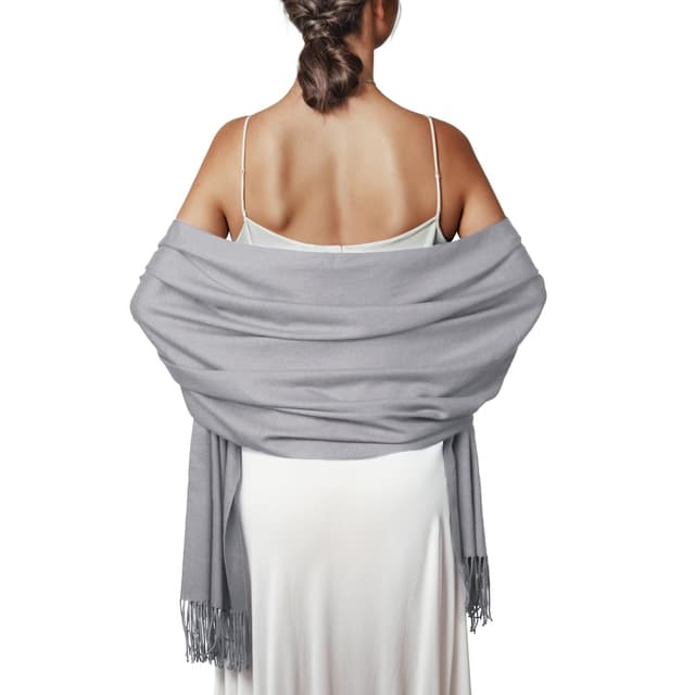 PIOYMEYA Schal Stola Damen Festlich für Abendkleid Pashmina Schals Tücher Winter Hellgrau