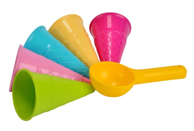 Simba 107108605 - Sandformen EIS, 5 Waffeln, 1 Portionierer, Sandspielzeug, 15cm, Geschenkset, Sandkasten, Mehrfarbig Single