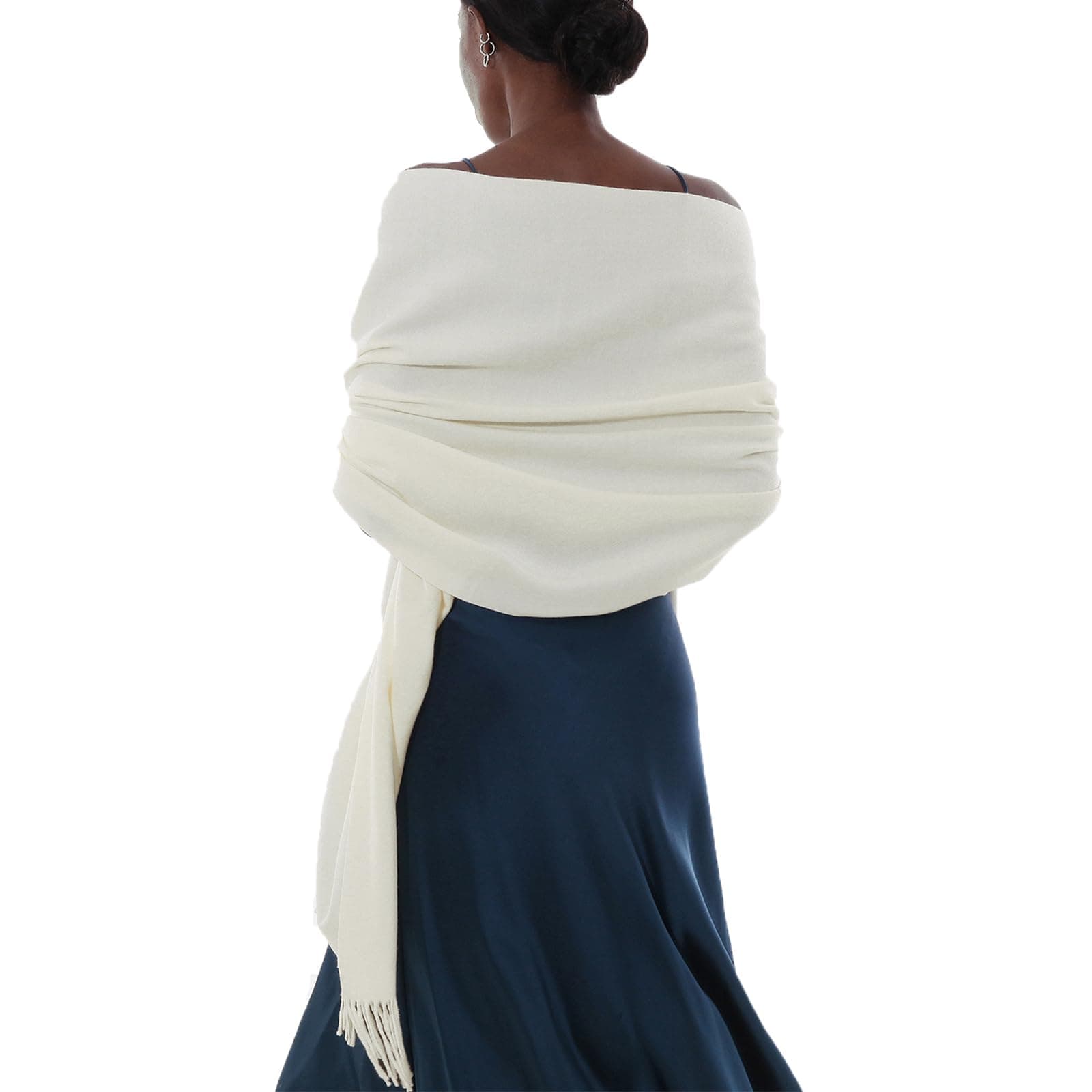 PIOYMEYA Schal Stola Festlich Fur Abendkleid Pashmina Schals Tücher für Damen Winter Ivory