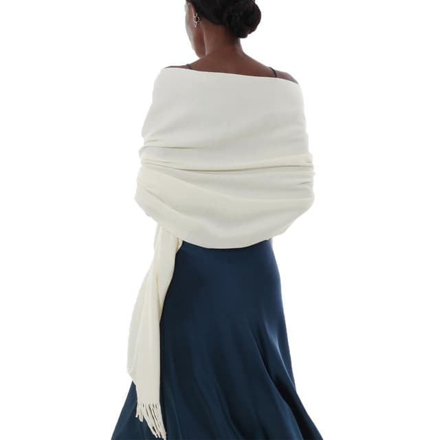 PIOYMEYA Schal Stola Festlich Fur Abendkleid Pashmina Schals Tücher für Damen Winter Ivory