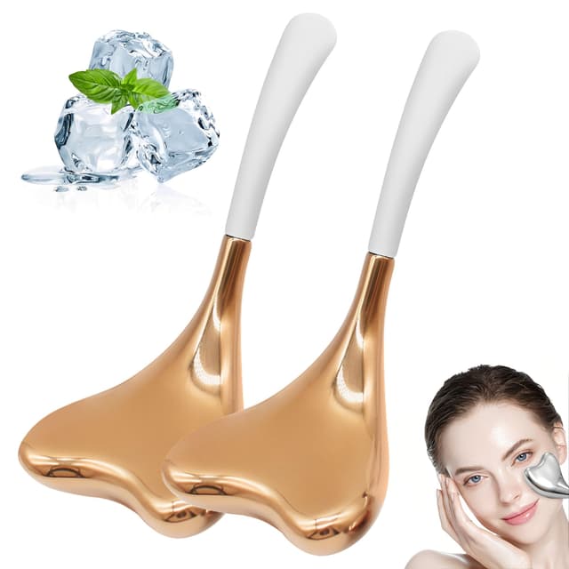 WYFCR 2PCS Ice Globes Gesichtshaut Pflege Werkzeuge, Gesicht Augen, Cryo Sticks für Hautpflege, Edelstahl Gesicht Schönheit, kühlende Massage Spa Globes mit Aufbewahrungsbox(Roségold) rose gold