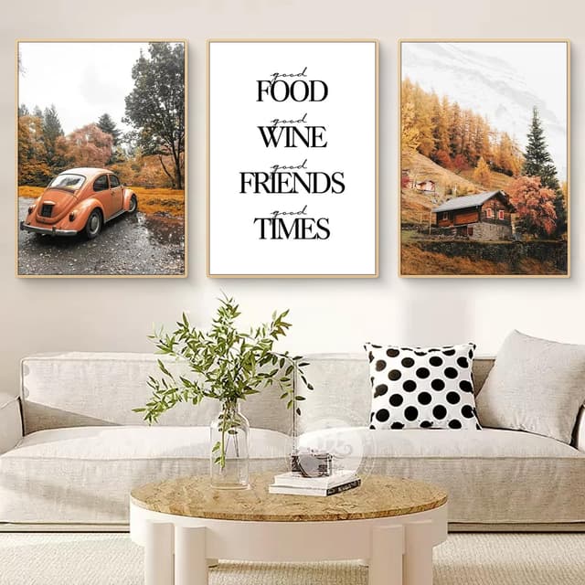Uixxducc 3er Herbst Bilder Poster Set, Aesthetic Herbst Wandbilder Wohnzimmer Wanddeko für Wohnzimmer Schlafzimmer,ohne Rahmen (A,50x70cm) A 50x70cm
