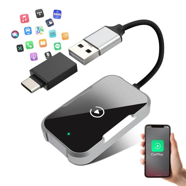 Carplay Wireless Adapter USB C/A for iPhone, 2025 Superschnelle Upgrade von Wired Car Play auf Wireless, Stabiler & Keine Latenz, Mini Plug & Play Kompatibel Autos mit Wired CarPlay & iPhone iOS 10+