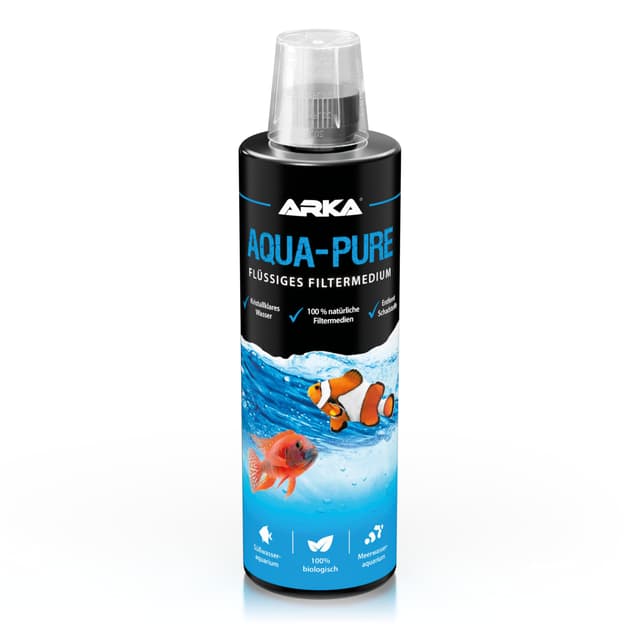 Wasserklärer Aquarium 473 ml – Entfernt Trübungen sichtbar – Für kristallklares Wasser in Süß- & Meerwasseraquarien – Biologisch mit Filterbakterien – Pflanzensicher – ARKA Aqua-Pure 473ml (16oz)