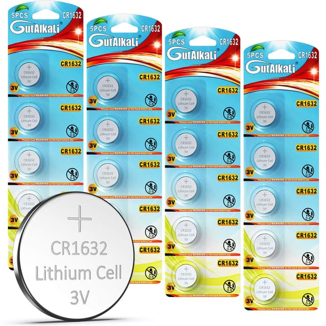 GutAlkaLi 20 Stück CR1632 3V Lithium Knopfzelle Elektro CR 1632 Lithium CR1632-20 Stück