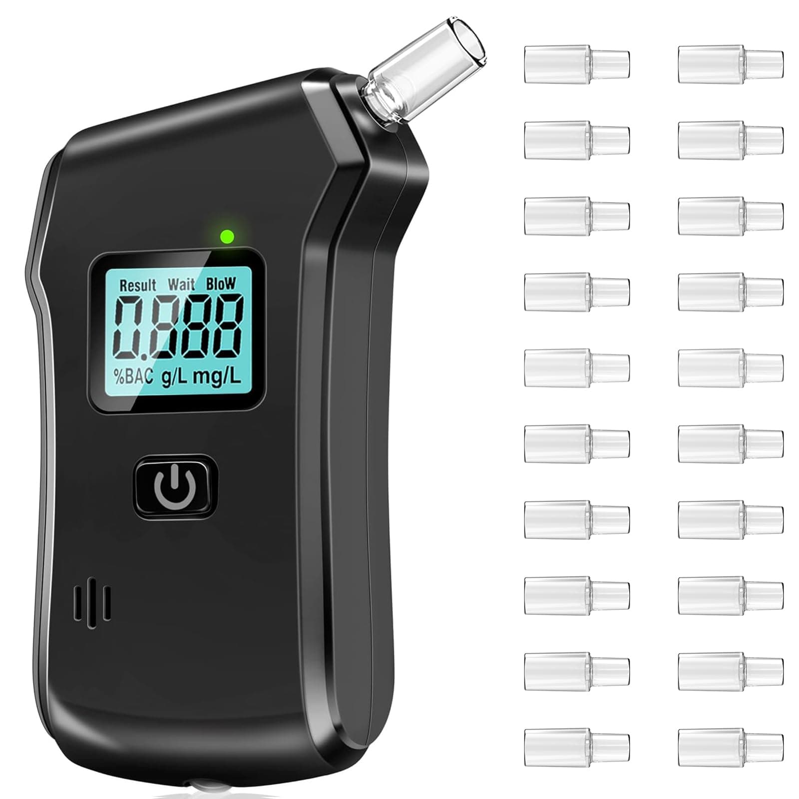 Alkoholtester, Polizeigenau Alkoholmessgeräte mit 20 Mundstücken, Alkoholmessgerät für Den Einsatz zu Hause Oder Auf Partys