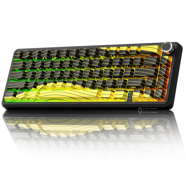 ATTACK SHARK X65PRO HE Rapid Trigger Kabellose Gaming-Tastatur, 0,01mm RT-Genauigkeit 8000Hz Kabelgebundene RGB Tastatur, Magnetic Switches, Einstellbare Betätigung, Snap Tap, für PC/Mac, Gelb Gelbe Konturen