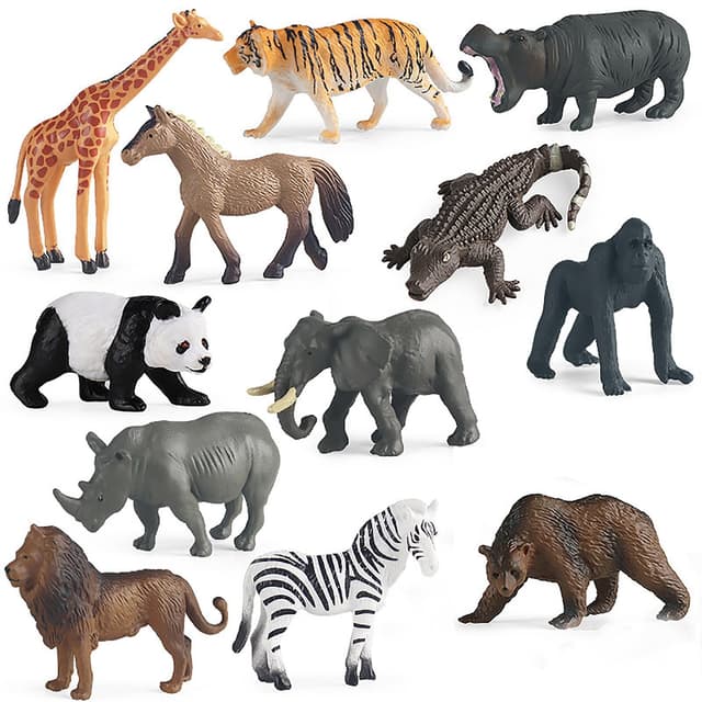 12pcs Waldtiere Figuren Set,Safari Tiere Figur,Klein Realistische Tiere Spielzeug,Wilde Zoo Tiere,Dschungel Wild Tiere Figuren,Deko Cupcake Topper