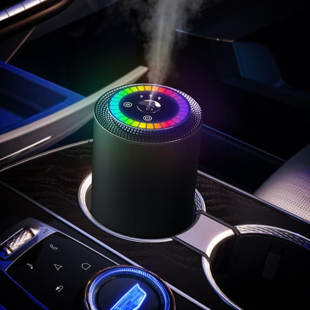 SALUBRITO Auto Lufterfrischer, Ultraschall-Zerstäuber mit Wiederaufladbar Akku, Einstellbare Konzentration, Tragbar Lufterfrischer mit 50ml Stark Duftend Parfüm Schwarz