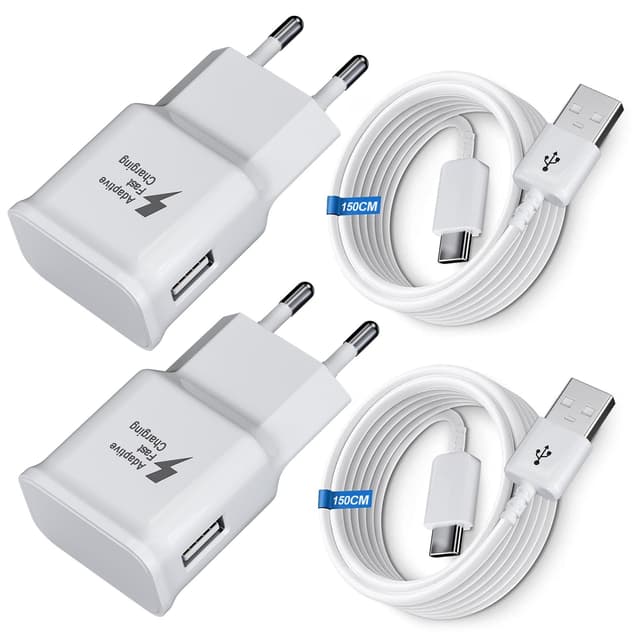 Ladegerät Schnellladung für Samsung Handy, (2-Pack) Adaptives Schnellladegerät Netzteil mit USB Typ C Ladekabel für Samsung Galaxy S8, S9, S10 Plus, A05s A13 A15 A16 A20 A35 A36 A40 A56 M30 M35 5G 2-Pack/Weiß