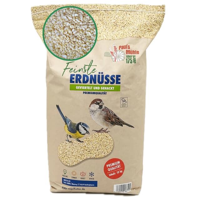 Paul´s Mühle Erdnüsse für Vögel, Erdnusskerne gehackt, 10 kg Neue Ernte 2025 10 kg (1er Pack)