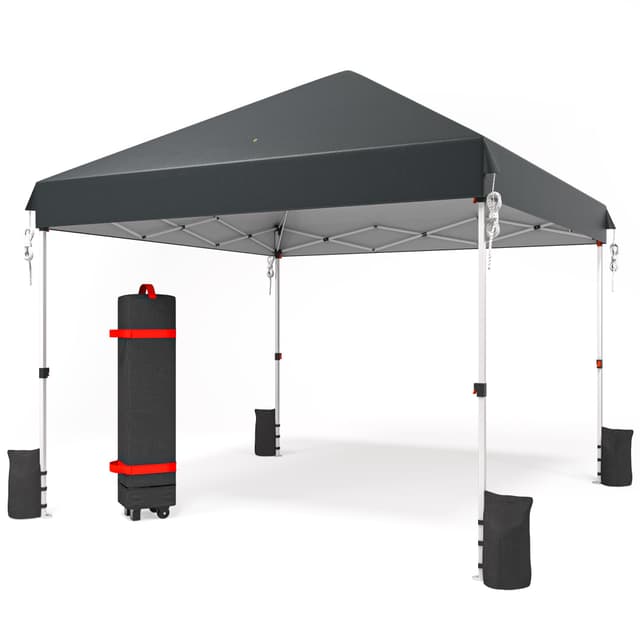Relax FIELD Pop up Pavillon 3x3 Wasserdicht Stabil Winterfest, Faltpavillon mit Gewichte, Pavillon Faltbar Höhenverstellbar mit Tasche mit Rollen, Partyzelt UV Schutz 50+, Gartenzelt, Dunkelgrau