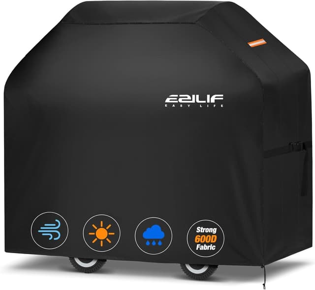 Ezilif Grillabdeckung Wetterfest 145x60x120cm Grill Abdeckung 600D Oxford-Gewebe für Weber Genesis II Serie Grill abdeckhaube Heavy Duty&Wasserdicht Gasgrill Abdeckung für Weber Enders Char Broil