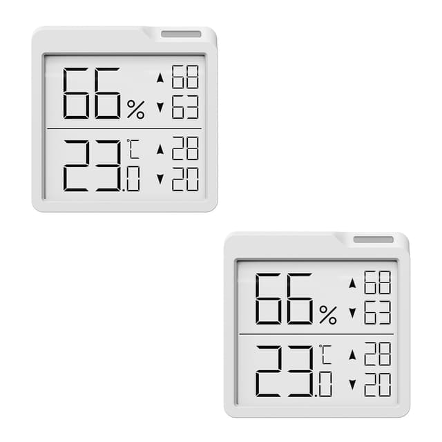 2 Stück - OPPERD Hygrometer Raumthermometer - Kleiner Digitaler Luftfeuchtigkeitsmesser mit Max/Min-Funktion Thermometer innen, Präziser Feuchtigkeitsmesser für Schlafzimmer, Kinderzimmer, Wohnzimmer Weiß 2er Set