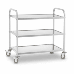 Royal Catering Servierwagen mit Rollen, 3 Tabletts RCSW 3 (101 x 55 x 96,5 cm, Tragkraft 480 kg, Dicke der Regale: 3 cm) Edelstahl Angebot bei HelloDeals