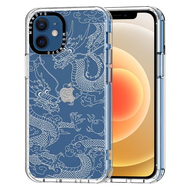 MOSNOVO für iPhone 12 / iPhone 12 Pro Hülle – Durchsichtige, schlanke, stoßfeste TPU+PC-Handyhülle, [6,6 Fuß Fallschutz/Anti-Abziehen] - Weißer Drache Weißer Drache iPhone 12 / iPhone 12 Pro