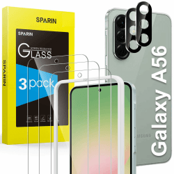 SPARIN für Samsung Galaxy A56 5G Panzer Schutz Glas, 3 Stück Schutzfolie und 2 Stück Kameraschutz mit Montage Rahmen, 9H Härte, Anti-Bläschen,HD-Klar Angebot bei HelloDeals