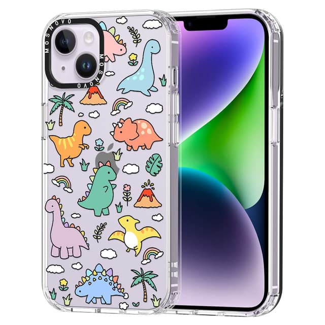 MOSNOVO für iPhone 14 Hülle – Durchsichtige, schlanke, stoßfeste TPU+PC-Handyhülle, [6,6 Fuß Fallschutz/Anti-Abziehen] - Dinosaurierland Dinosaurierland iPhone 14 / iPhone 13