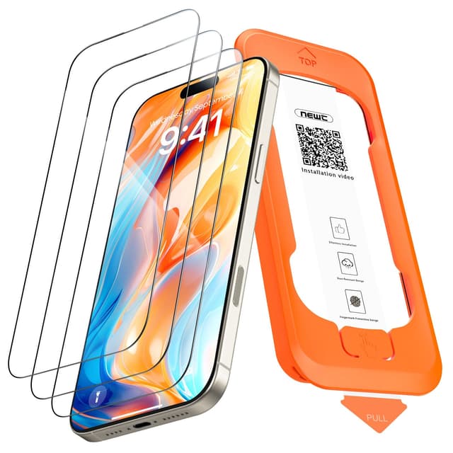 NEW'C 3 Stück Full Screen für iPhone 16 Pro Max für Panzerglas (6,9 Zoll), Schutzglas [Auto-Installation], Frei von Kratzern, 9H Härte, Displayschutzfolie, Ultrabeständig folie
