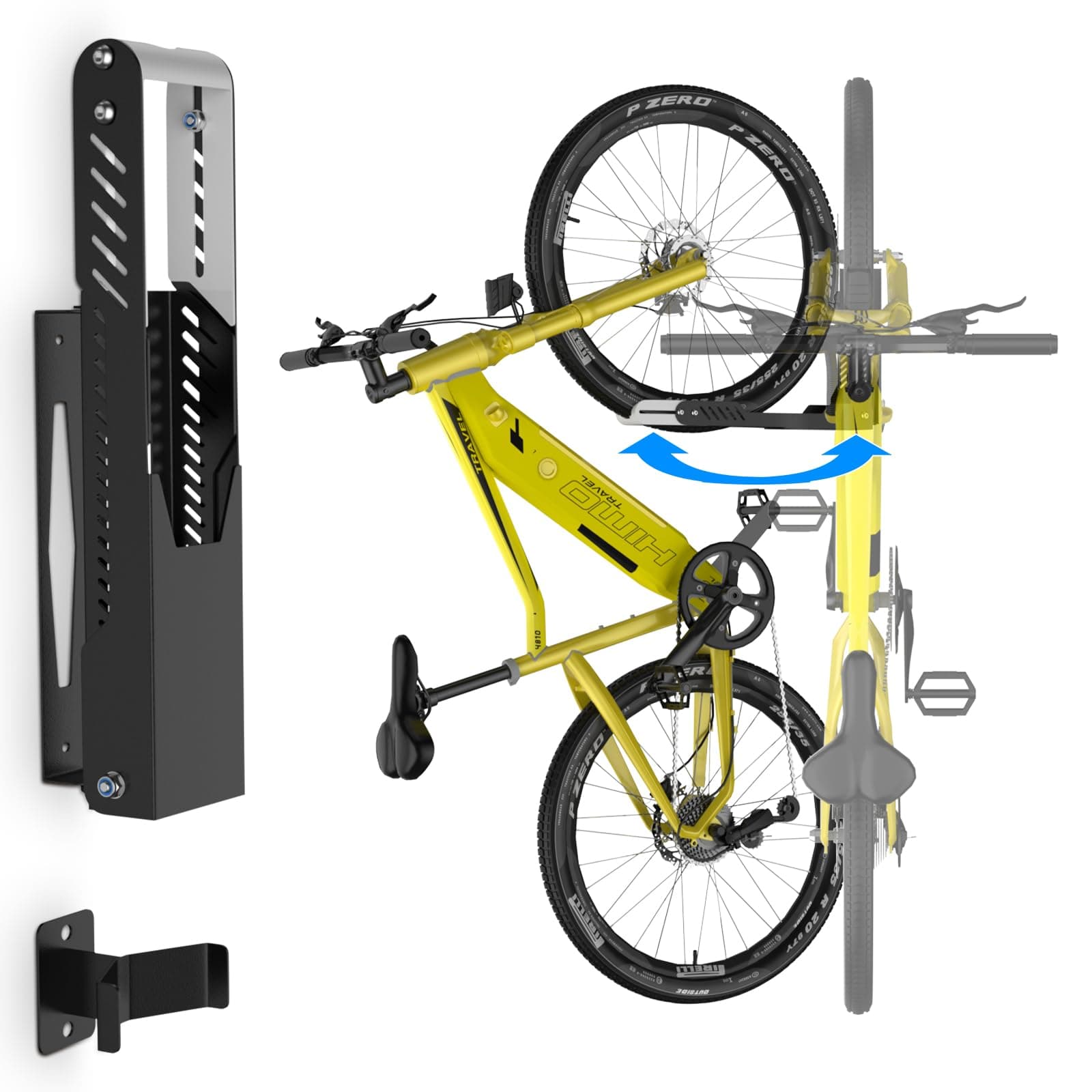 IMAYCC Schwenkbare Fahrrad Wandhalterung, Fahrradhalterung Wand ohne schweres Heben, platzsparender Fahrradständer für die Garage, einfaches Einhängen und Aushängen, kann bis zu 40 kg halten Weiß- Stil A-1pc