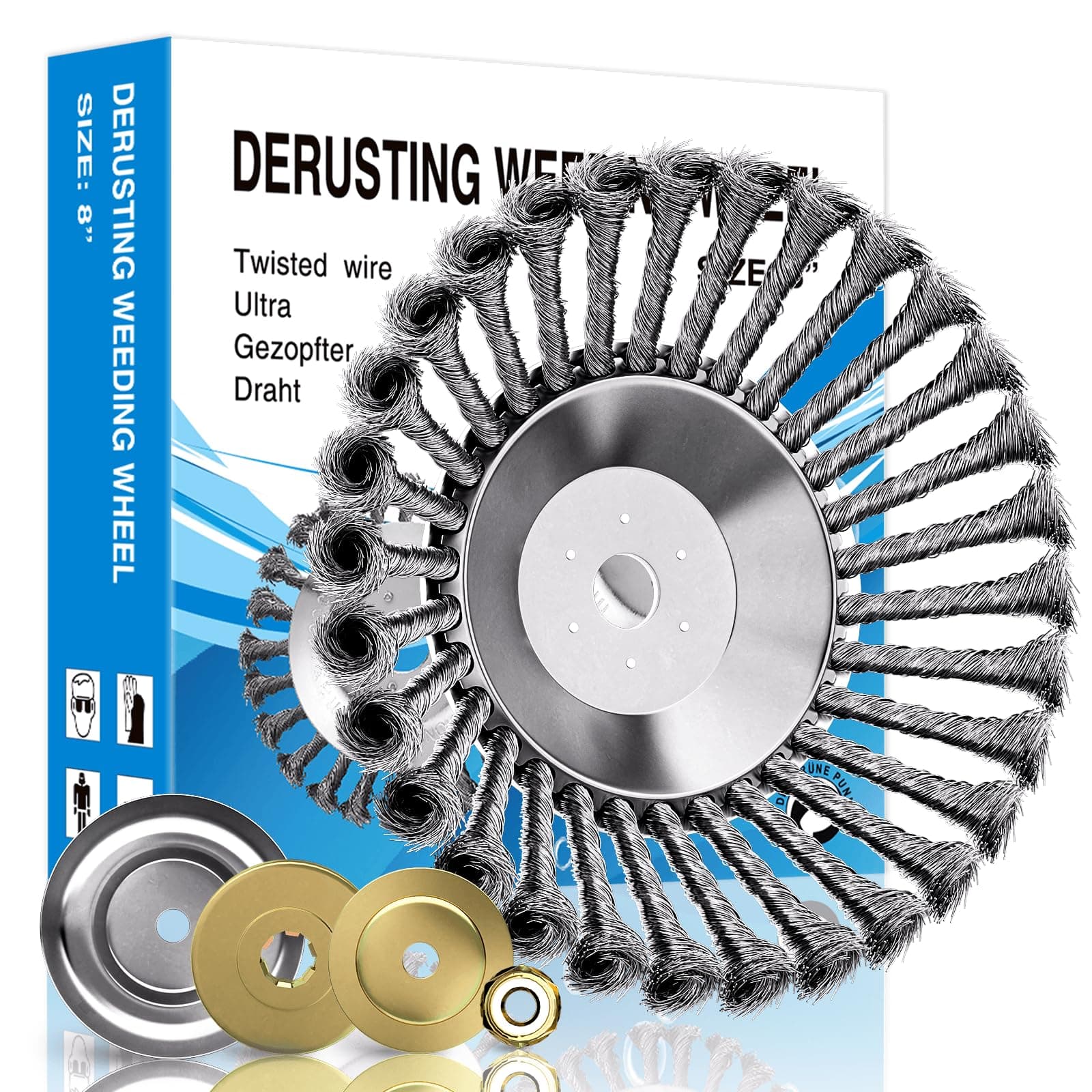 Profi Unkrautbürste Freischneider, Universelle Wildkrautbürste für Motorsensen 25,4mm Bohrung, Drahtbürste Freischneider, Unkrautbürste Für Motorsense Mit Unkrautbürste, Robust und Langlebig (8 Zoll)