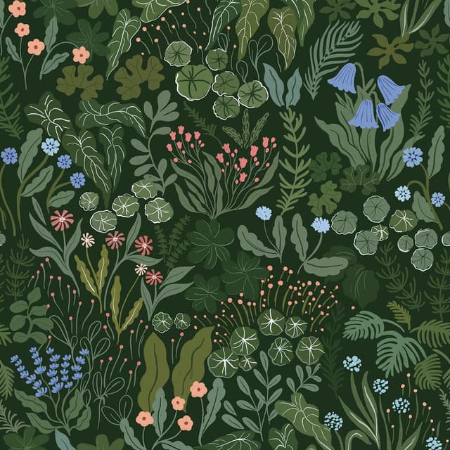 CiCiwind Selbstklebende Tapete Blumen 44CM×10M Tapete Grün Wasserdichtes Möbelfolie Selbstklebend Vinyl Abnehmbarer Klebefolie Blumen für Wand Schränke Möbel Dekor 0.4W x 10L m Dunkelgrün