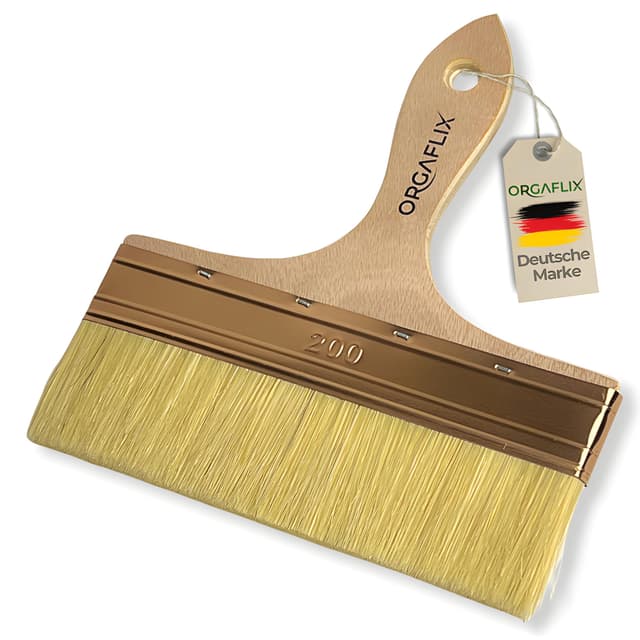 ORGAFLIX Flächenstreicher 200mm XXL Sonderedition - Für große Flächen, Öl, Lasur, Beizen, Lacke, Acryl, Kreidefarbe, Lasurpinsel Holz außen, Ölpinsel Holz, Flachpinsel, Lackpinsel, Pinsel breit 200mm Xxl Edition