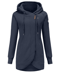 ELFIN Damen Lange Kapuzenpullover Zipper Hoodie Herbst Winter Pulli Sweatjacke mit Reißverschluss Angebot bei HelloDeals