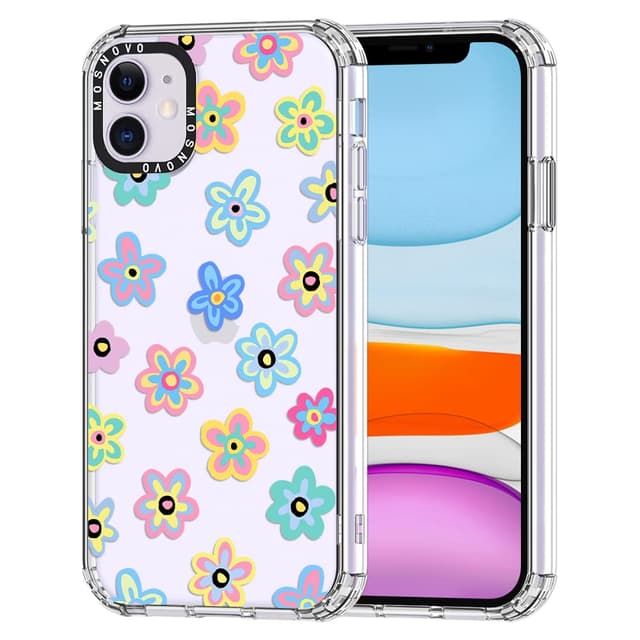MOSNOVO für iPhone 11 Hülle – Durchsichtige, schlanke, stoßfeste TPU+PC-Handyhülle, [6,6 Fuß Fallschutz/Anti-Abziehen] - Groovy-Blume Groovy-Blume iPhone 11