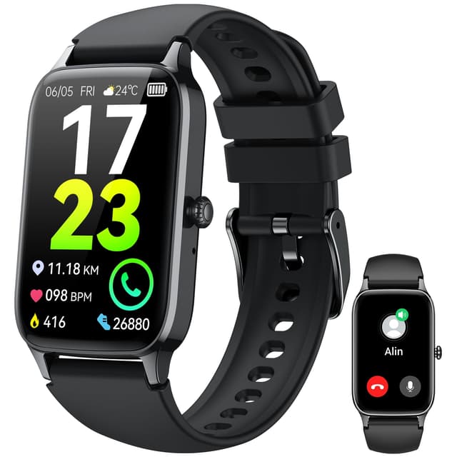 Smartwatch Herren Damen, 1,57" HD Fitnessuhr Damen mit Telefonfunktion, Wasserdicht Smart Watch 110+ Sportmodi, Fitness Tracker mit Herzfrequenz Schlafmonitor Schrittzähler, Sportuhr für Android iOS Dunkel