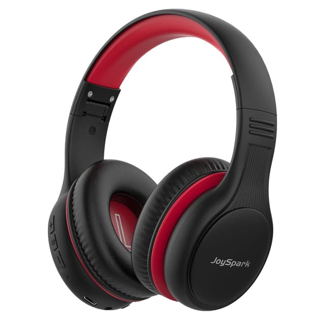JoySpark Bluetooth Kopfhörer Kinder, 60 Stunden Wiedergabezeit, Bluetooth 5.4 Kabellose Kinderkopfhörer, Type-C Schnellladung, 85/94dB Lautstärkebegrenzung, Faltbare kopfhörer Kinder mit Mikrofon Schwarz Rot