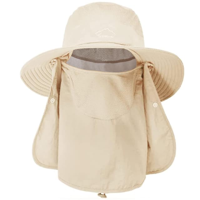ehsbuy Fischerhut Herren Breiter Krempe Mesh Tropenhut Safari Hut Faltbar Sonnenhut mit Gesichtsbedeckung Nackenklappe