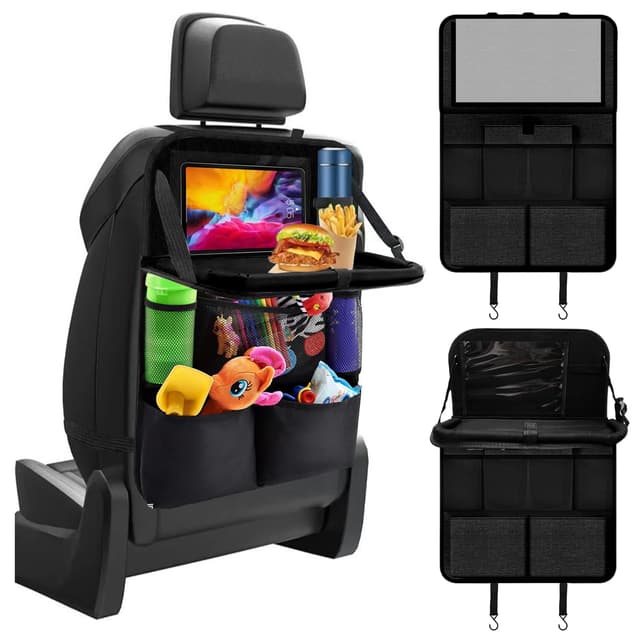 LUPATDY 2 Stück Auto Organizer,Große Autositz Organizer Kinder mit Klapptisch,Rücksitz Organizer 12 Taschen,Reisezubehör Organizer,Auto Rückenlehne Multi Pocket Organisator-Schwarz