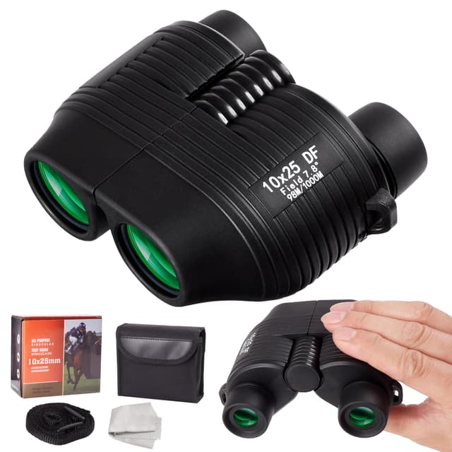 10x25 Kompakt Fernglas Anfänger Erwachsene Ferngläser Klein mit Nachtsicht Schwachem Licht Klare Faltbares für Vogelbeobachtung Konzerte Wandern Reisen Jagd