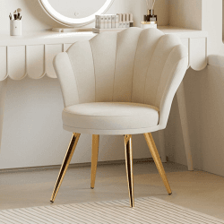 Aivermeil Esszimmerstühle Samt • Muschelsessel mit Rückenlehne & Armlehnen • Schminktisch Stuhl • Polstersessel Elegant • Akzentstuhl mit Gold Metallbeinen Accent Chair • Weiß Angebot bei HelloDeals