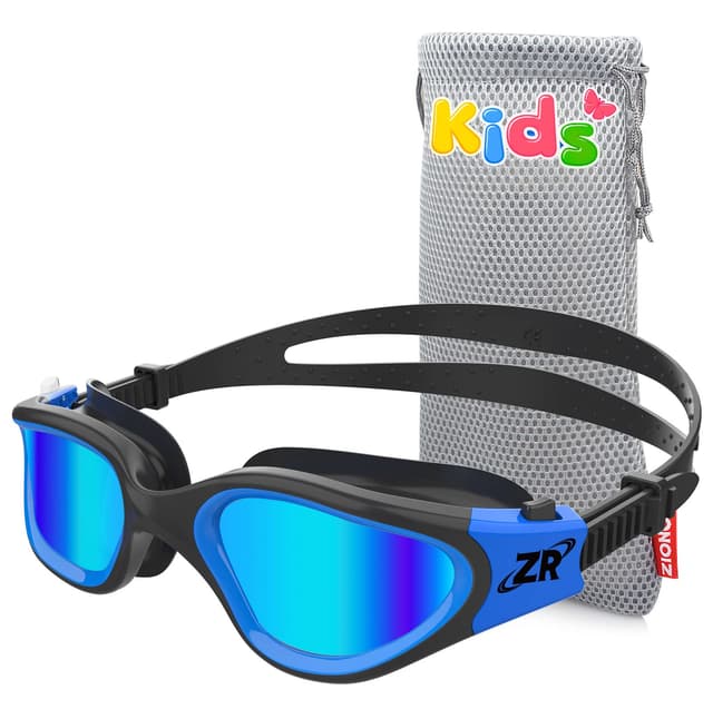 ZIONOR Schwimmbrille Kinder, G1MINI Polarisiert/non Polarisiert Komfortabel Kinder Schwimmbrille, Anti Nebel UV-Schutz Schwimmbrille für Mädchen und Jungen (Jahre 6-14) A-Blau Linse-Blau/Polarisiert