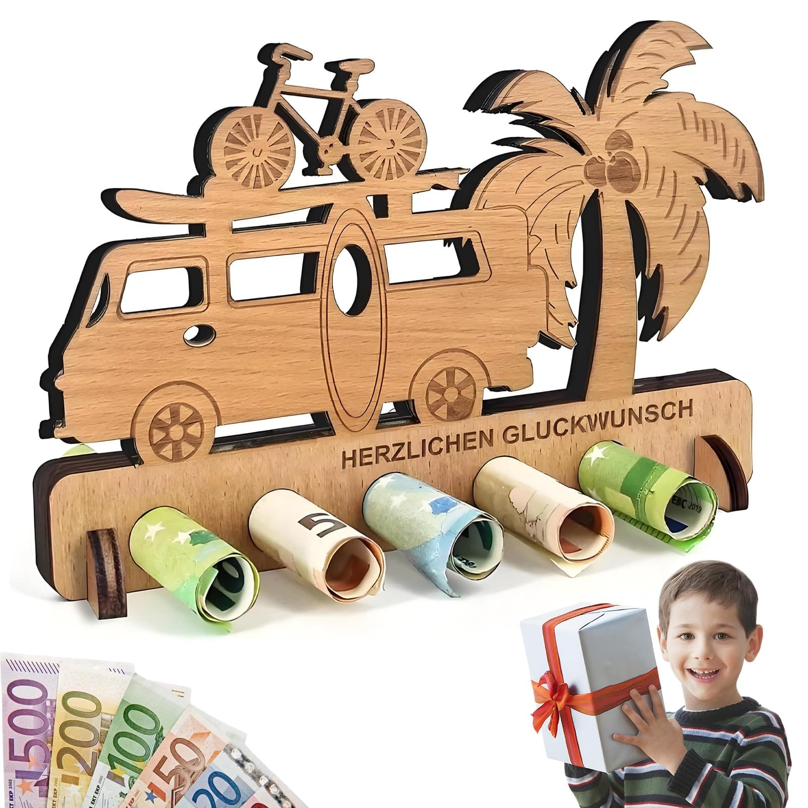 Geschenke Holz,Geldgeschenk Holz, Geld Geschenke Baby, Geschenke zur Geburt Jungen Mädchen, Geburtsgeschenke,Baby Geschenke, Geburt 17*11CM