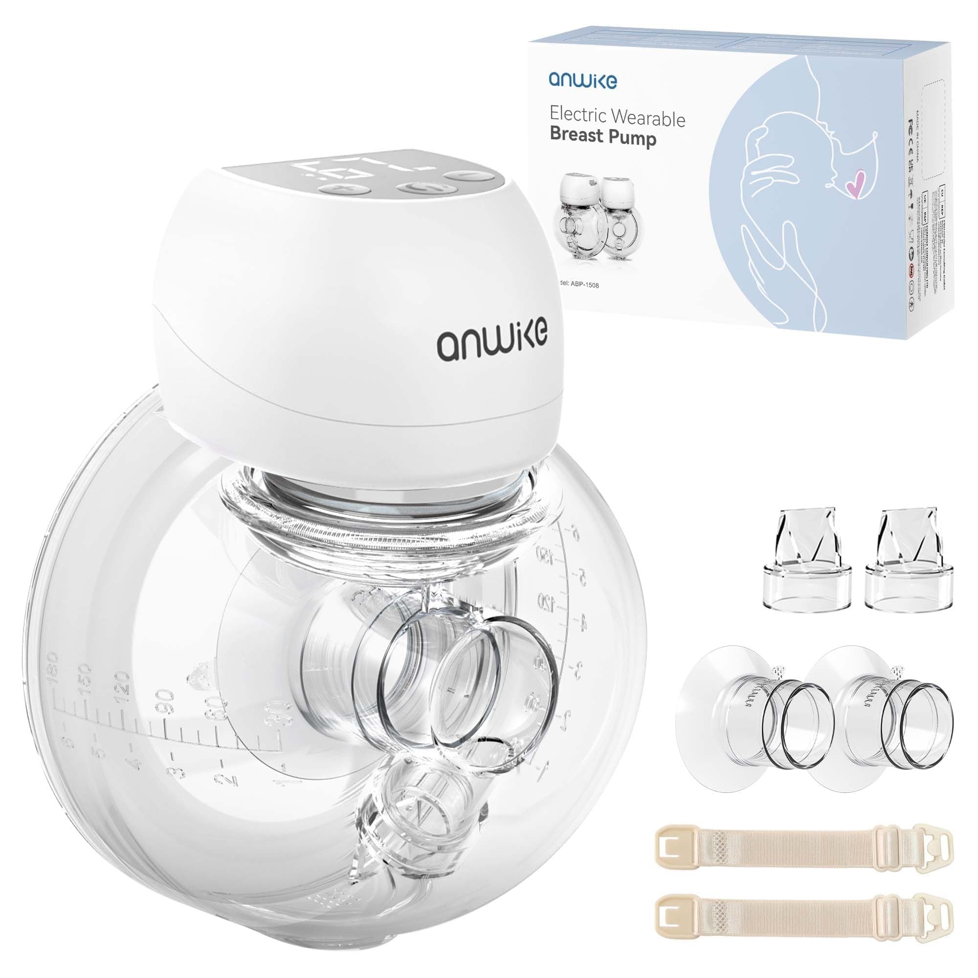 ANWIKE Milchpumpe Elektrisch Ultra-Leicht 193 g - Schmerzfreie Handsfree Milchpumpe, 3 Modi 9 Stufen mit LED-Anzeige, Geringer Geräuschpegel, Freihändig Elektrische Milchpumpe mit 21/24mm Flanschen Weiß-1 Stück