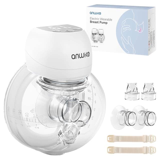ANWIKE Milchpumpe Elektrisch Ultra-Leicht 193 g - Schmerzfreie Handsfree Milchpumpe, 3 Modi 9 Stufen mit LED-Anzeige, Geringer Geräuschpegel, Freihändig Elektrische Milchpumpe mit 21/24mm Flanschen Weiß-1 Stück
